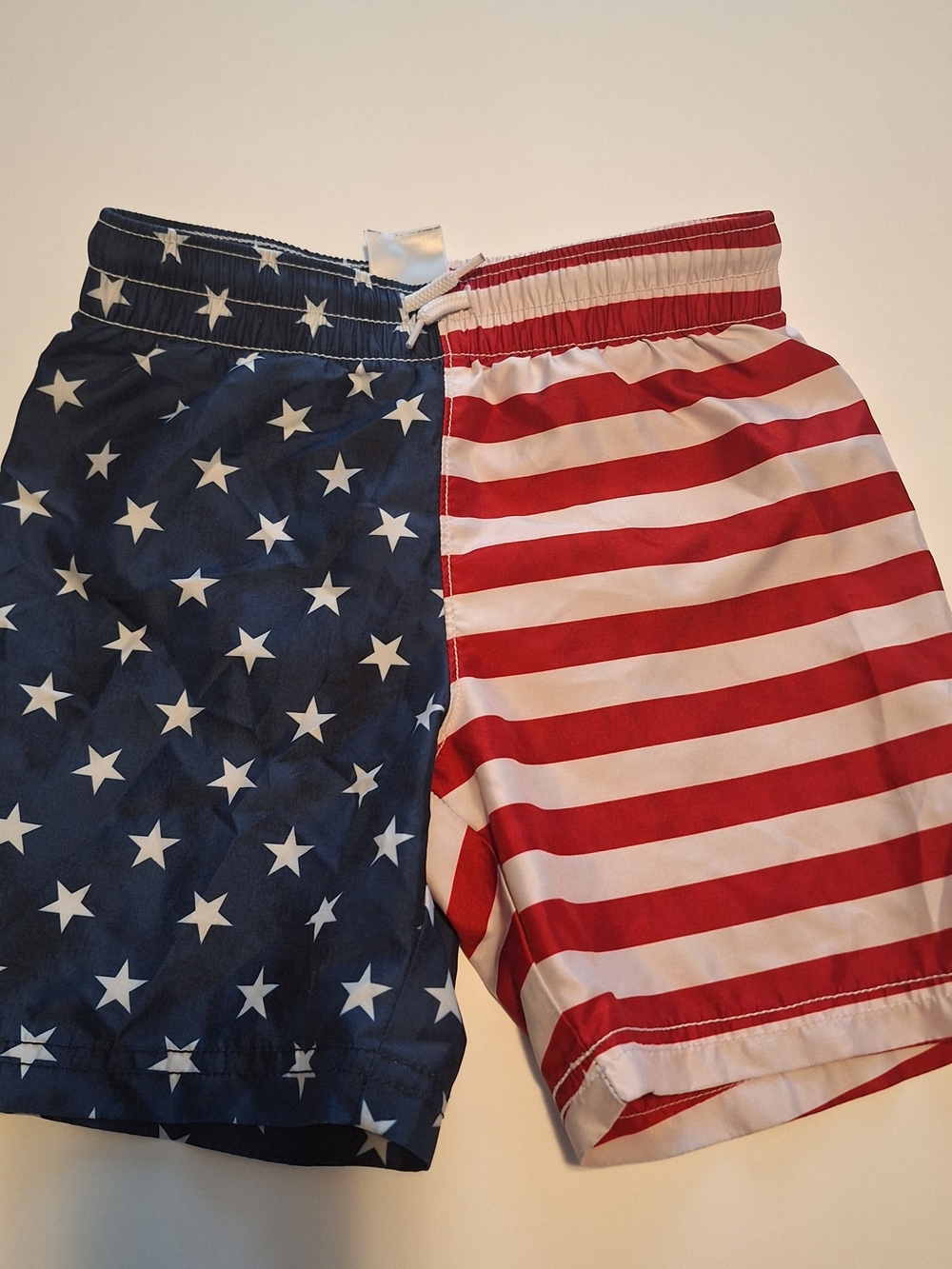 Patriotic Red & Blue Stars and Stripes Kids Swim Shorts Like New Fun
